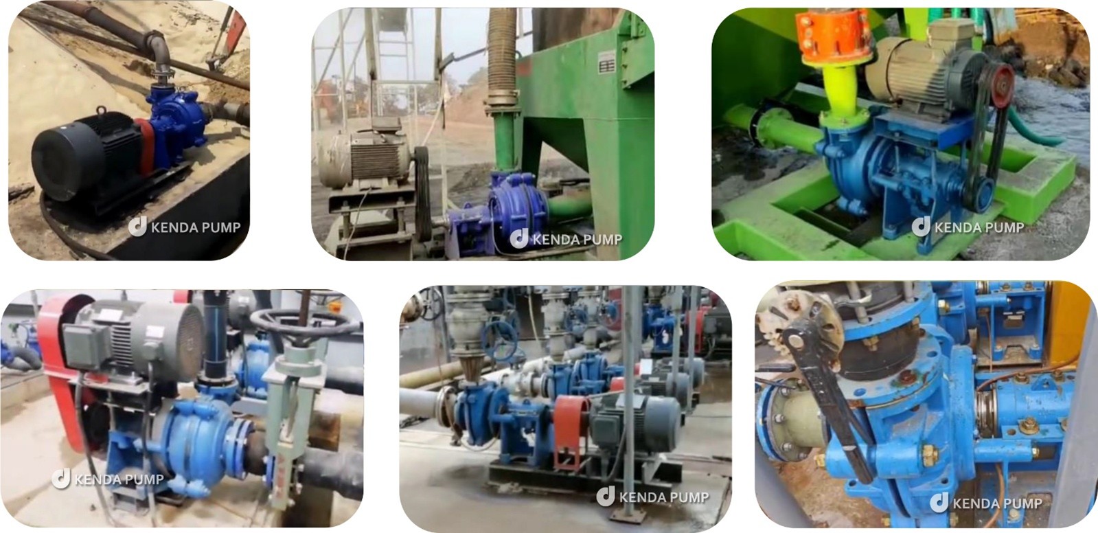 Kenda KH slurry pump, 100% interchangeable with Warman AH, in gold mining tailings circuit.
